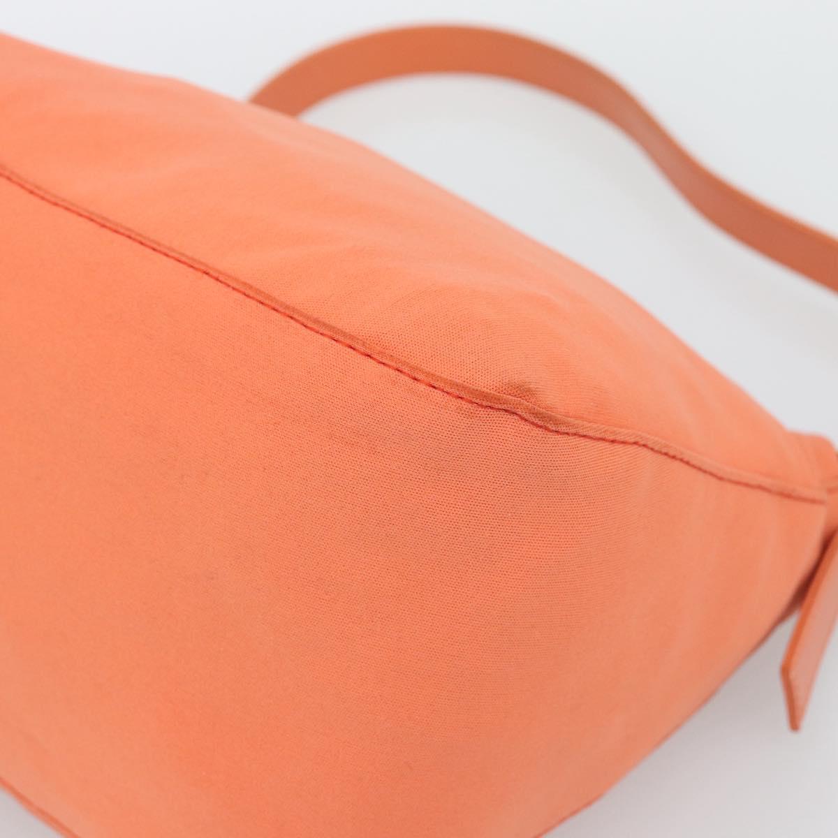 FENDI Mamma Baguette Shoulder Bag Cotton jersey Orange Silver Auth 193143