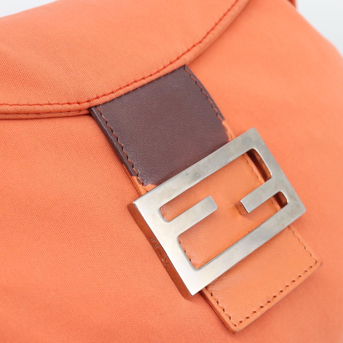 FENDI Mamma Baguette Shoulder Bag Cotton jersey Orange Silver Auth 193143