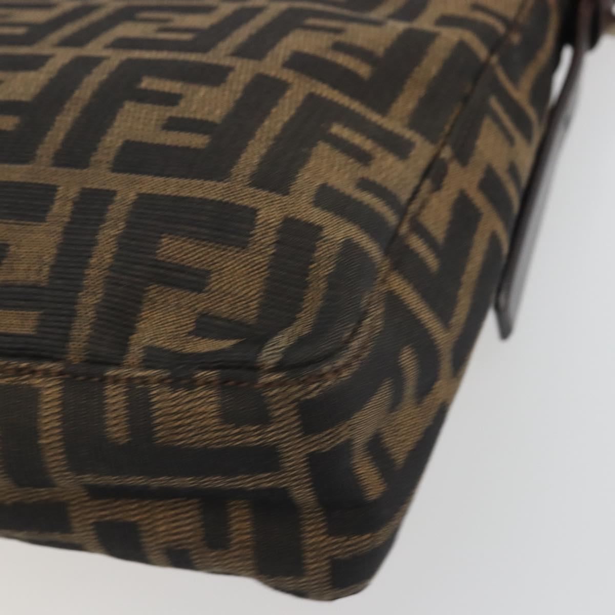 FENDI Zucca Canvas Shoulder Bag Brown Black Auth 193144V