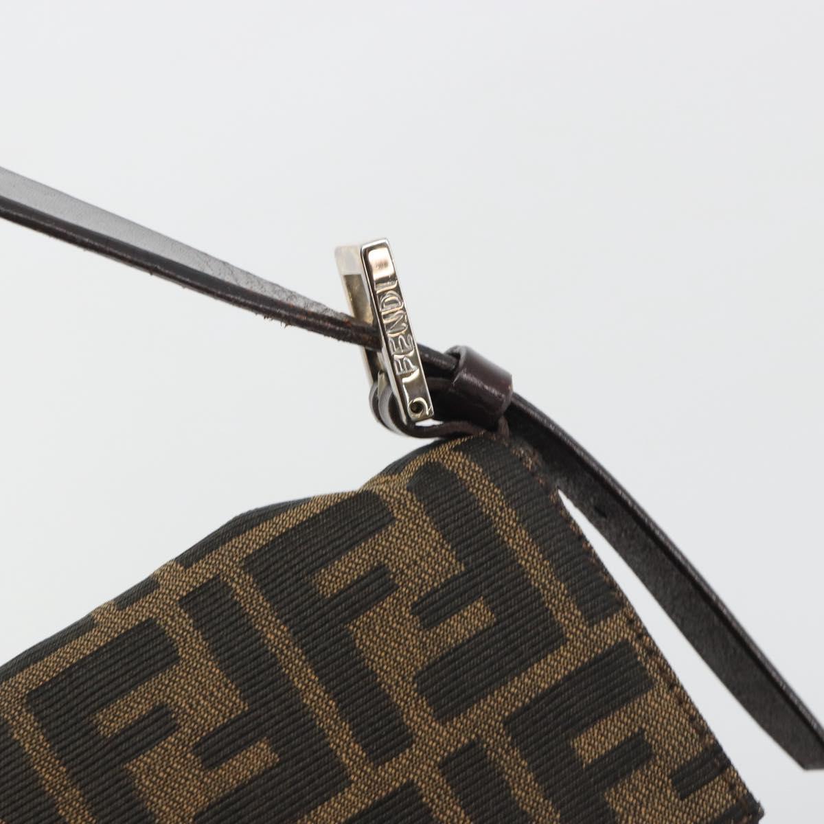 FENDI Zucca Canvas Shoulder Bag Brown Black Auth 193144V