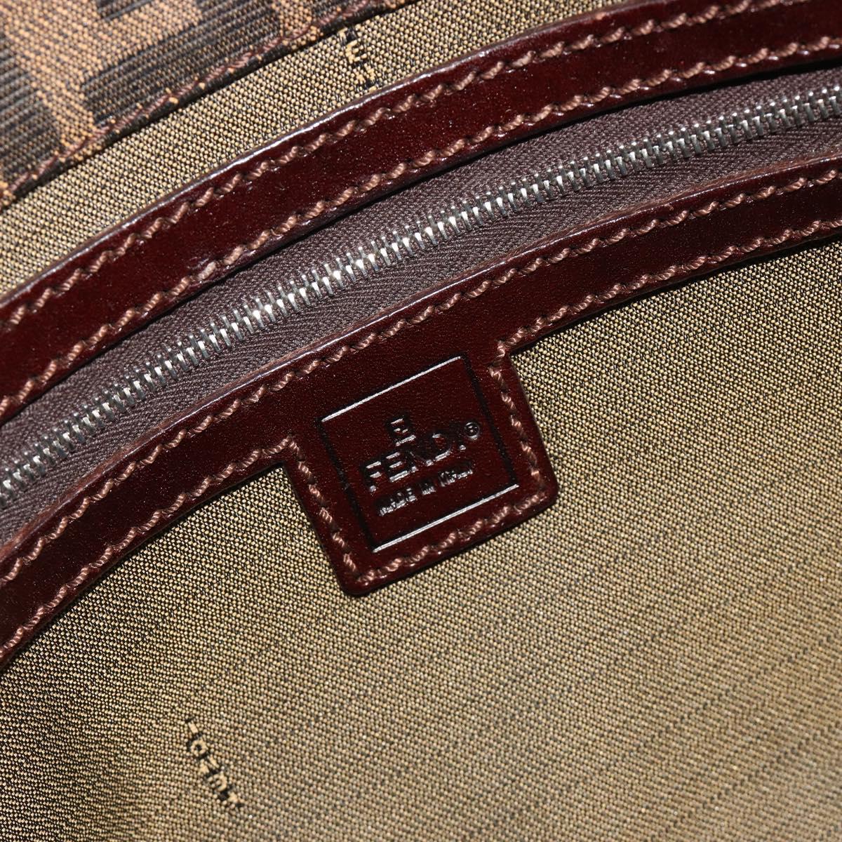 FENDI Zucca Canvas Shoulder Bag Brown Black Auth 193144V