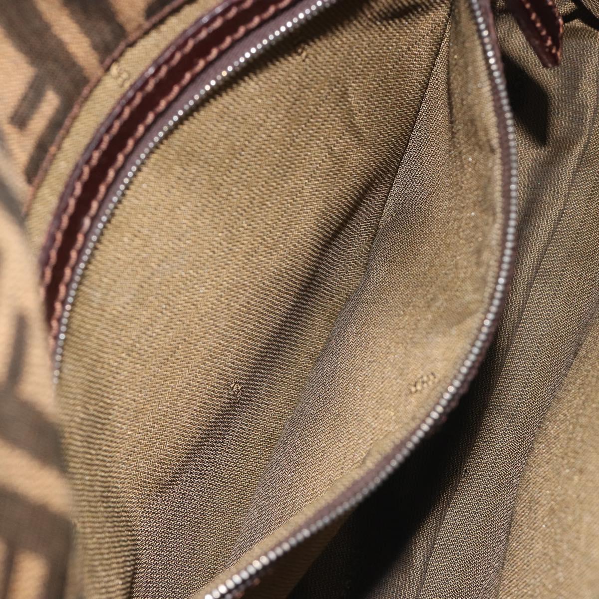 FENDI Zucca Canvas Shoulder Bag Brown Black Auth 193144V