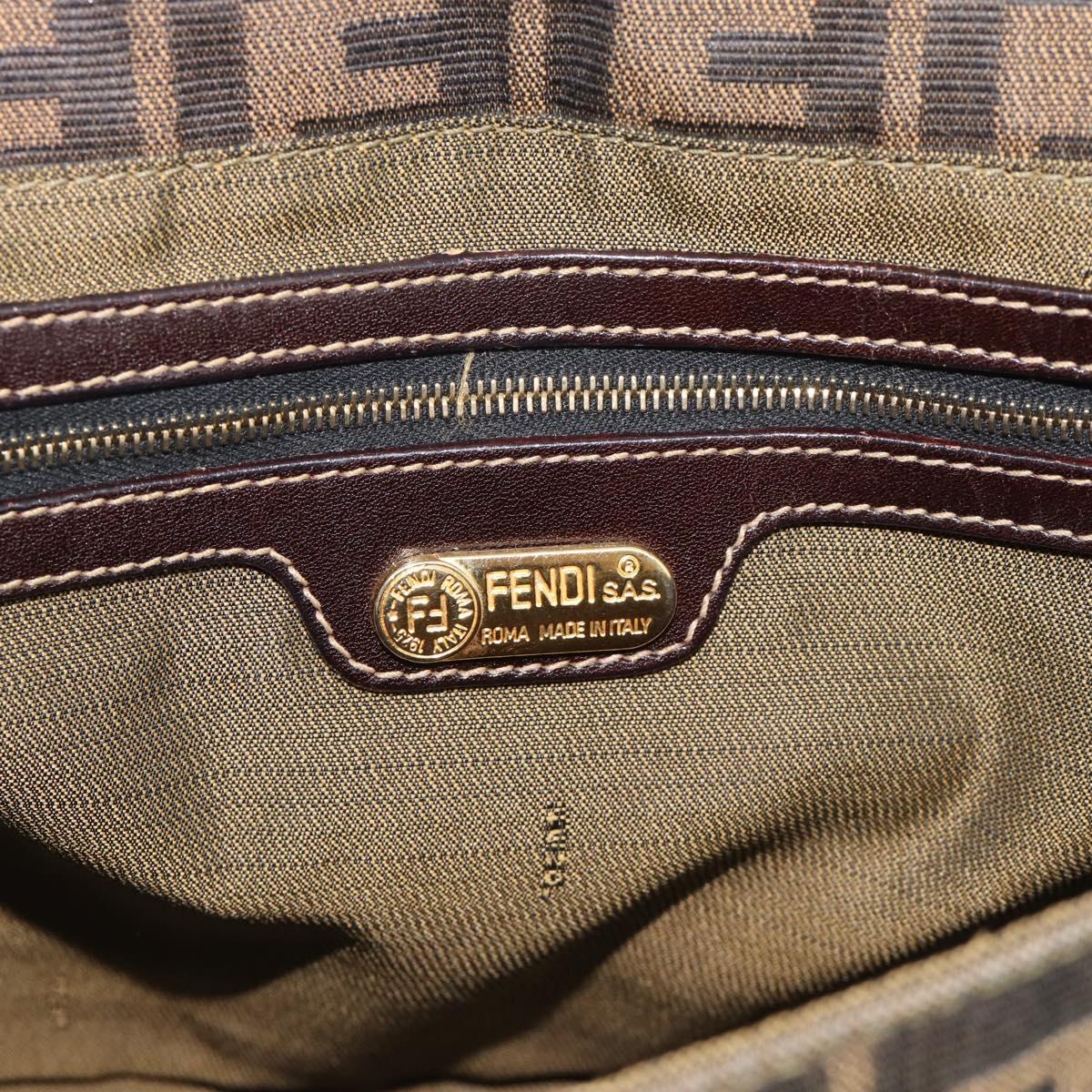 FENDI Zucca Canvas Shoulder Bag Brown Black Auth 193148V
