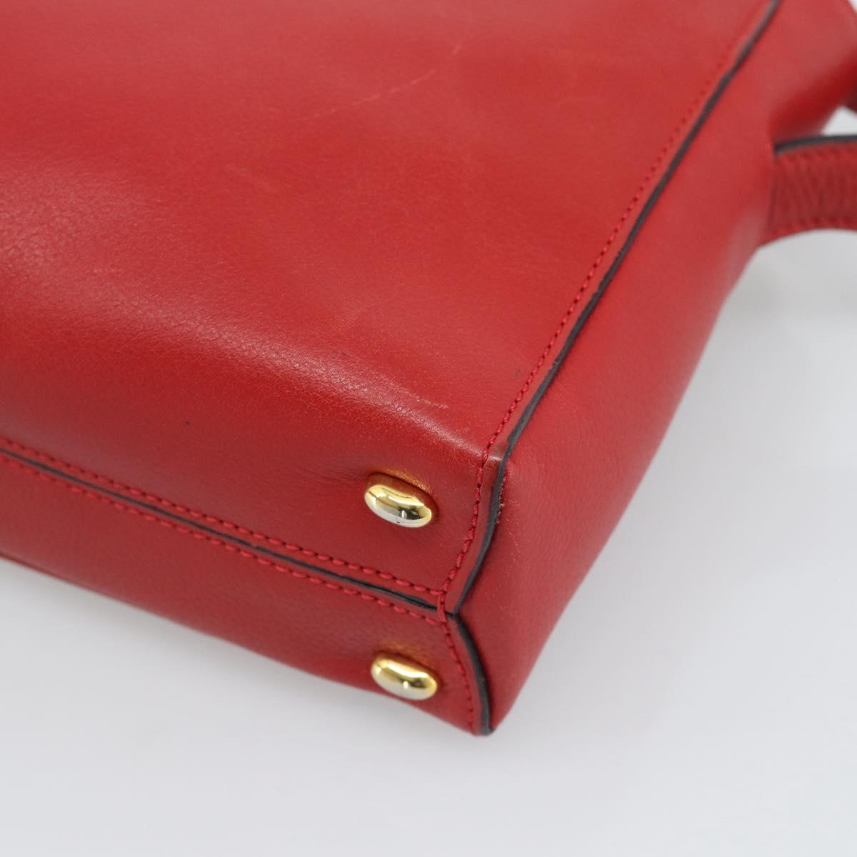 CELINE Shoulder Bag Leather Red Gold Auth 193149