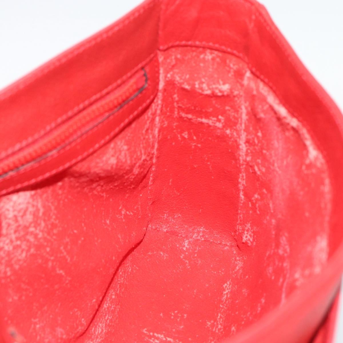 CELINE Shoulder Bag Leather Red Gold Auth 193149