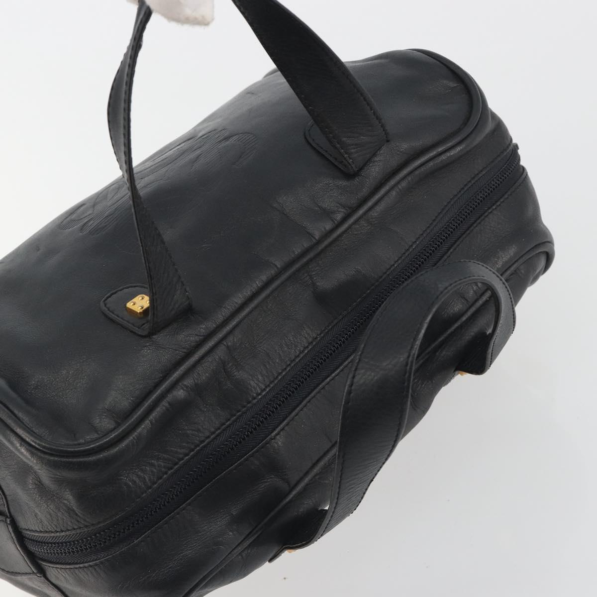 LOEWE Hand Bag Leather Black Gold Auth 193150