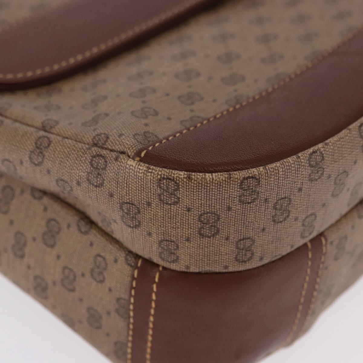 GUCCI Micro GG Supreme Shoulder Bag PVC Beige Gold Auth 193154