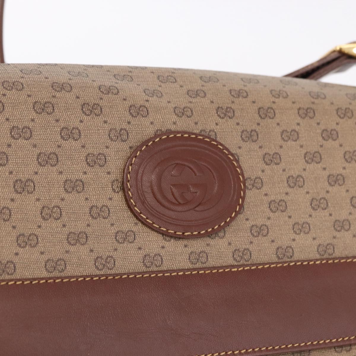 GUCCI Micro GG Supreme Shoulder Bag PVC Beige Gold Auth 193154