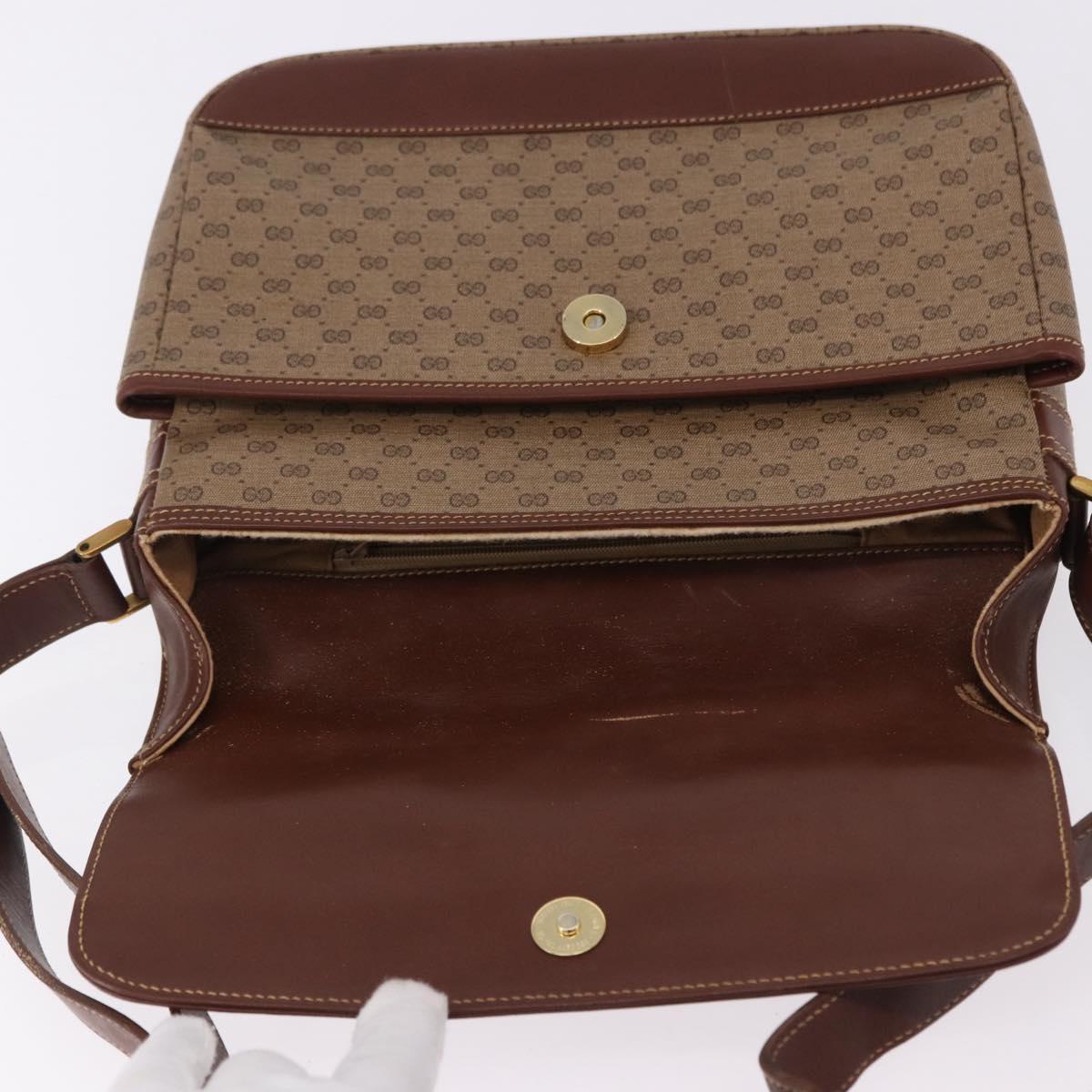 GUCCI Micro GG Supreme Shoulder Bag PVC Beige Gold Auth 193154