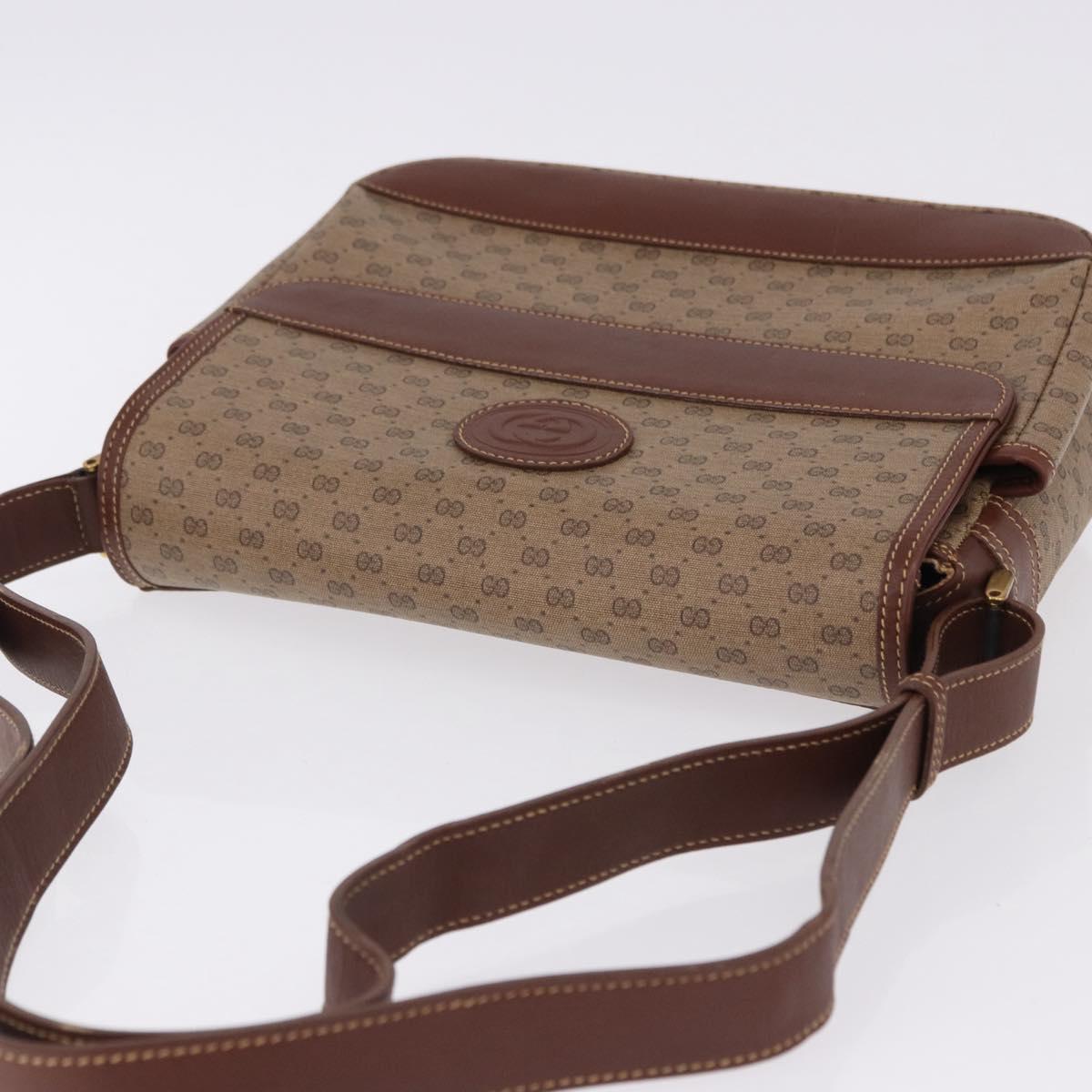 GUCCI Micro GG Supreme Shoulder Bag PVC Beige Gold Auth 193154