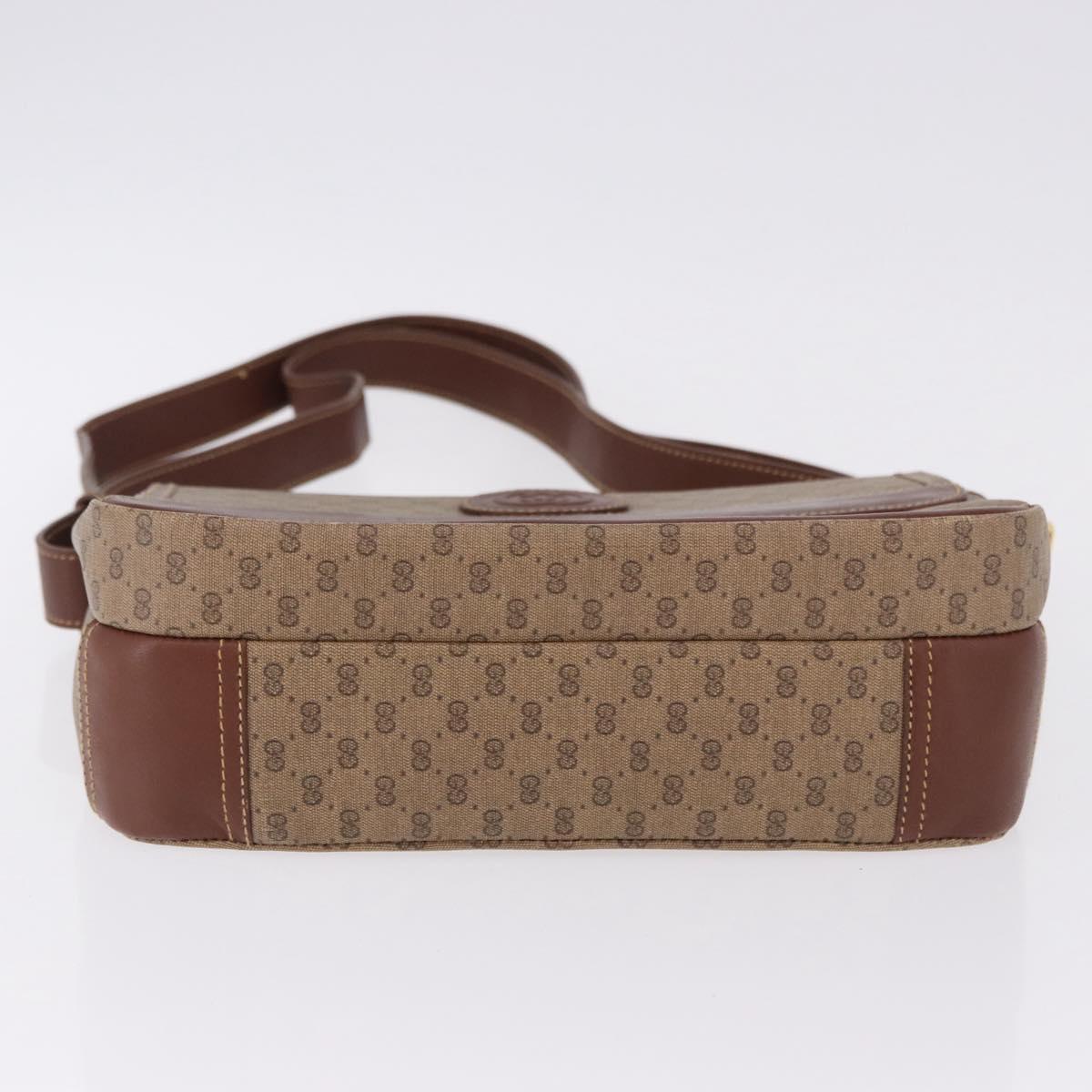 GUCCI Micro GG Supreme Shoulder Bag PVC Beige Gold Auth 193154