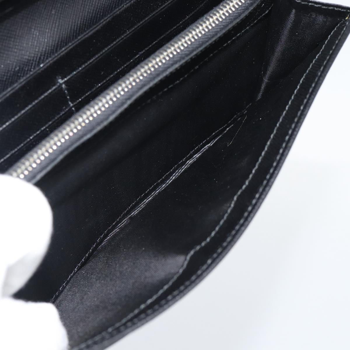 PRADA Long Wallet Saffiano leather Black Silver Auth 193158V