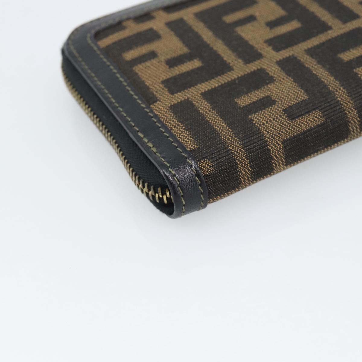 FENDI Zucca Canvas Long Wallet Black Brown Auth 193160V