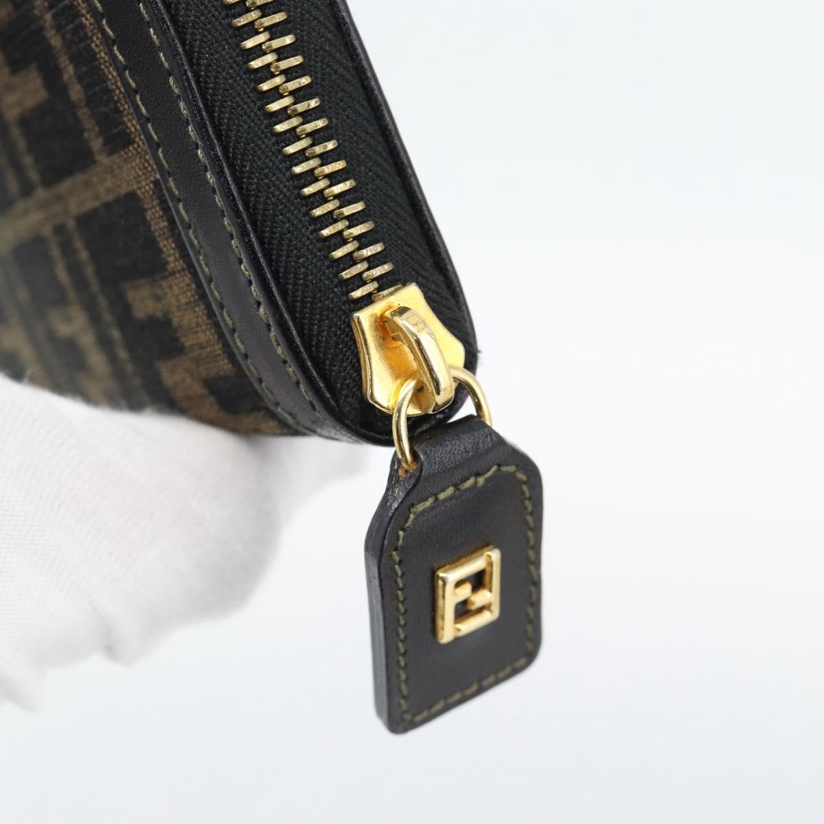 FENDI Zucca Canvas Long Wallet Black Brown Auth 193160V