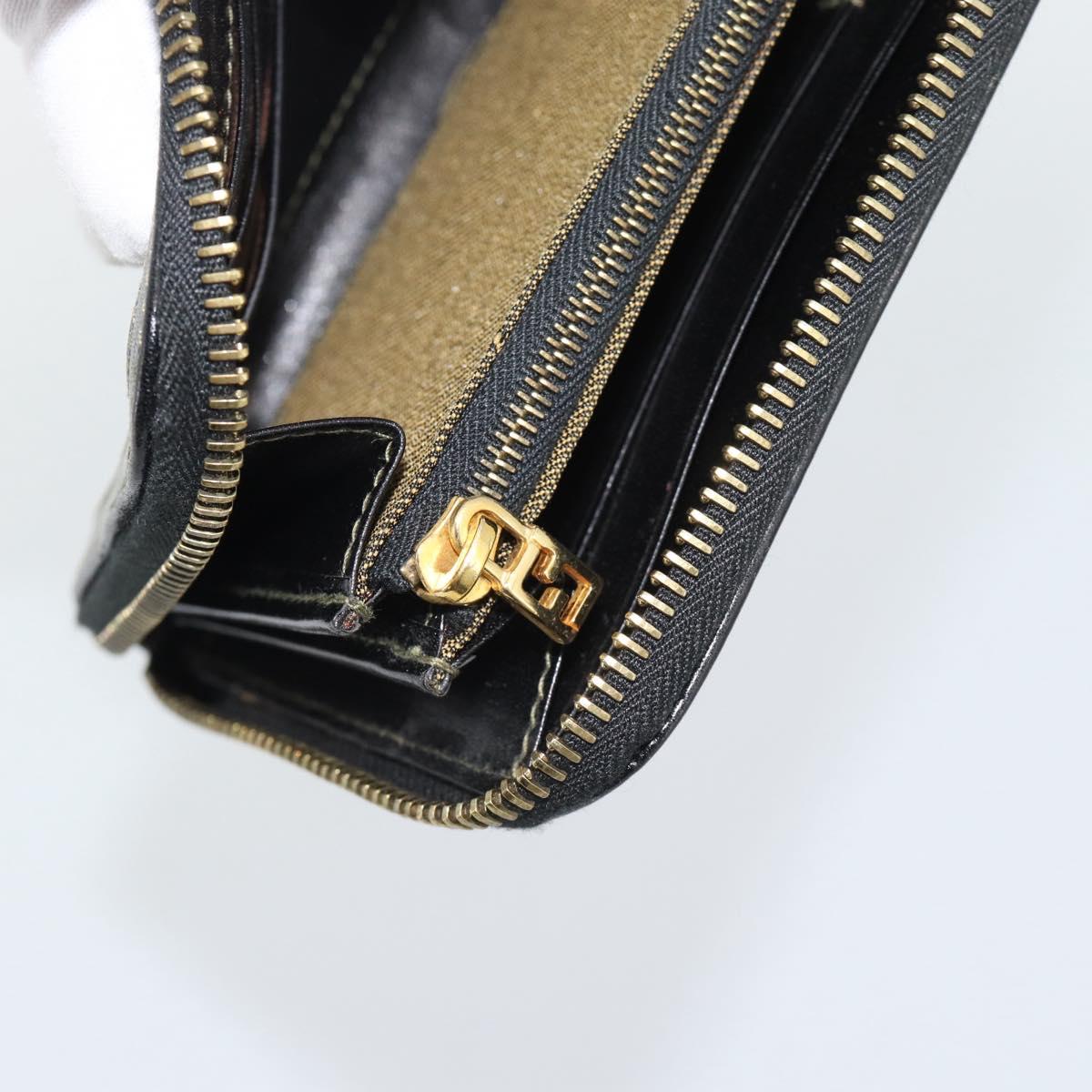 FENDI Zucca Canvas Long Wallet Black Brown Auth 193160V