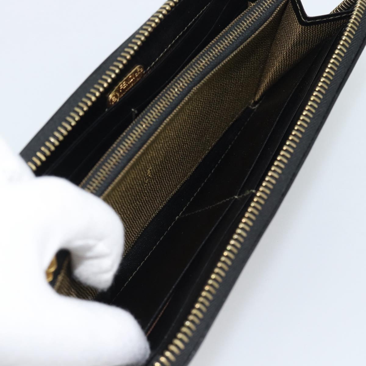 FENDI Zucca Canvas Long Wallet Black Brown Auth 193160V