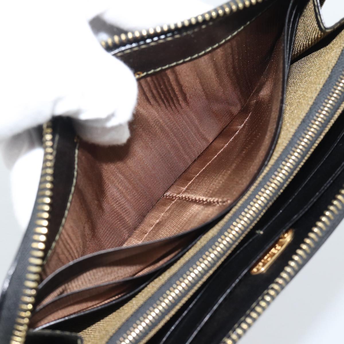 FENDI Zucca Canvas Long Wallet Black Brown Auth 193160V