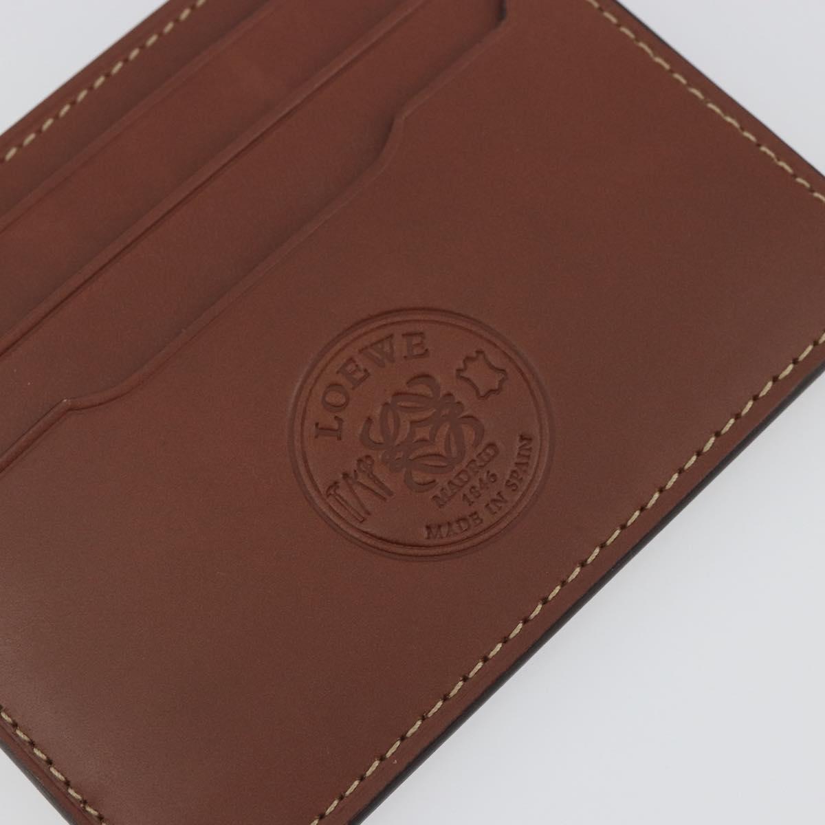 LOEWE Card Case Leather Brown Auth 193161V