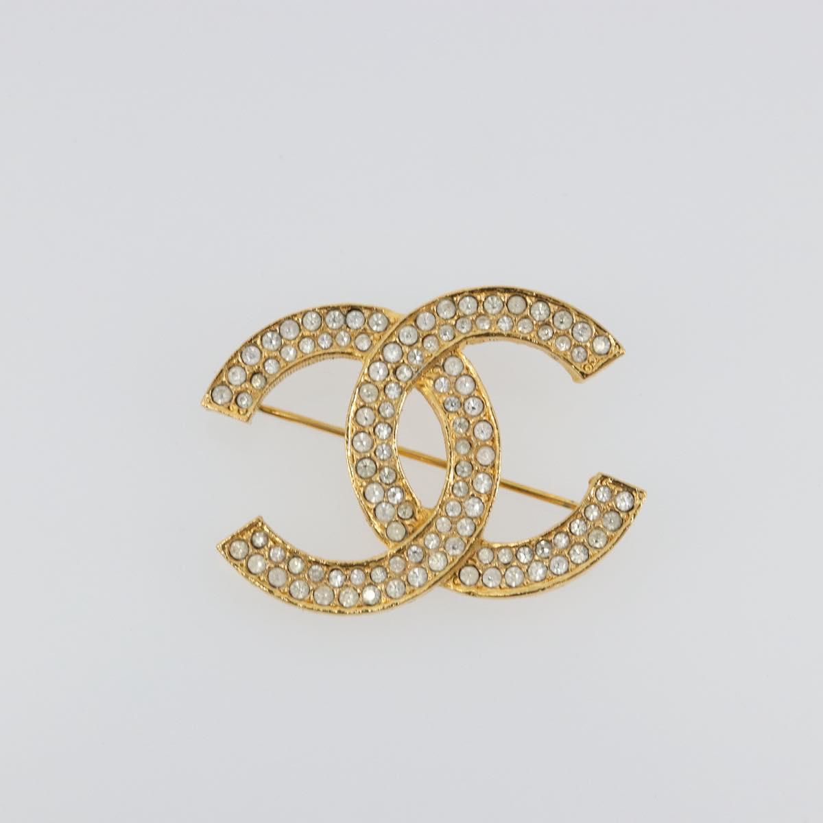 CHANEL COCO Mark Brooch metal Gold Tone CC Auth 193163V