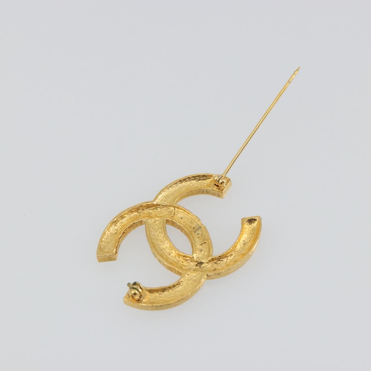 CHANEL COCO Mark Brooch metal Gold Tone CC Auth 193163V