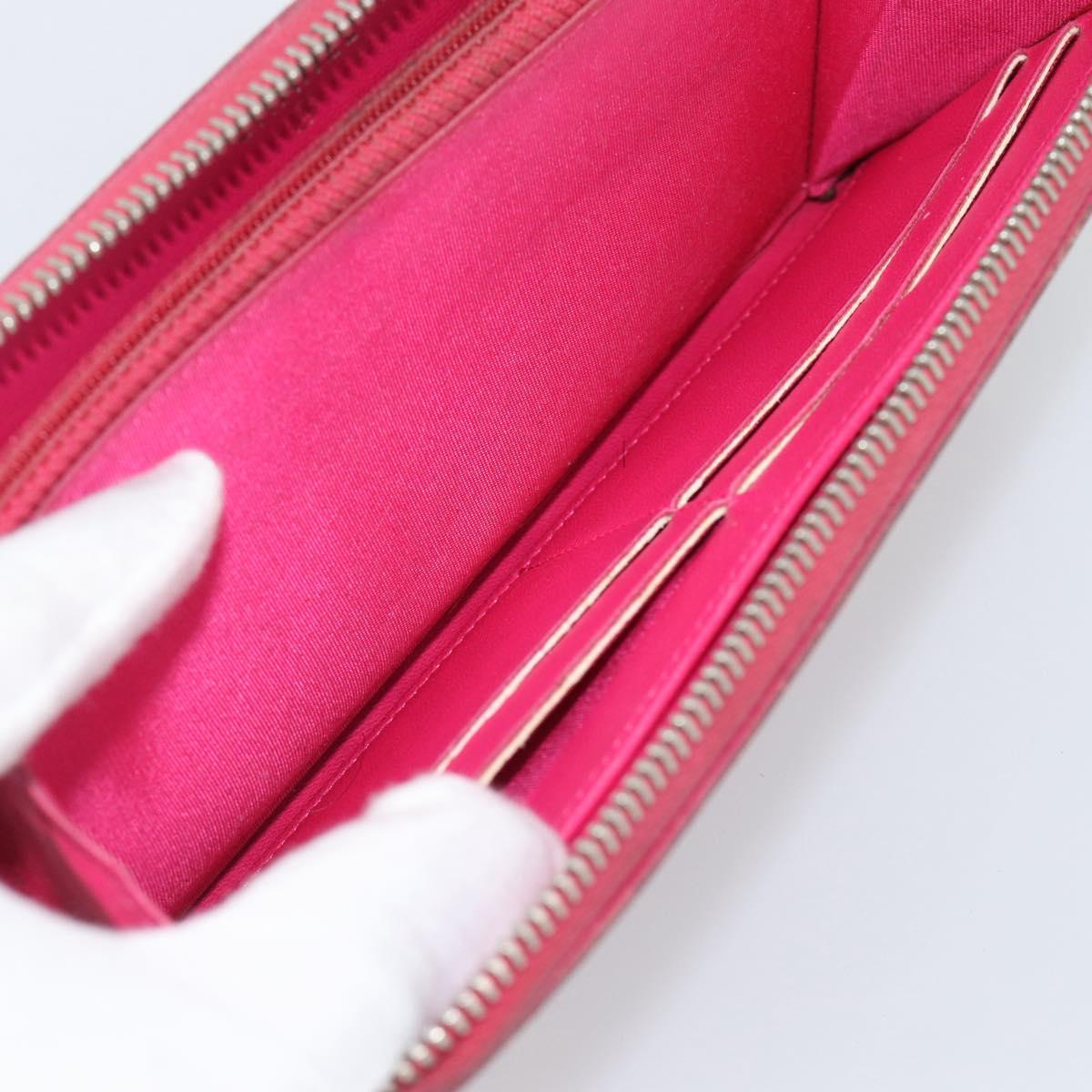 CHANEL Matelasse Long Wallet Lamb Skin Pink Silver CC Auth 193166