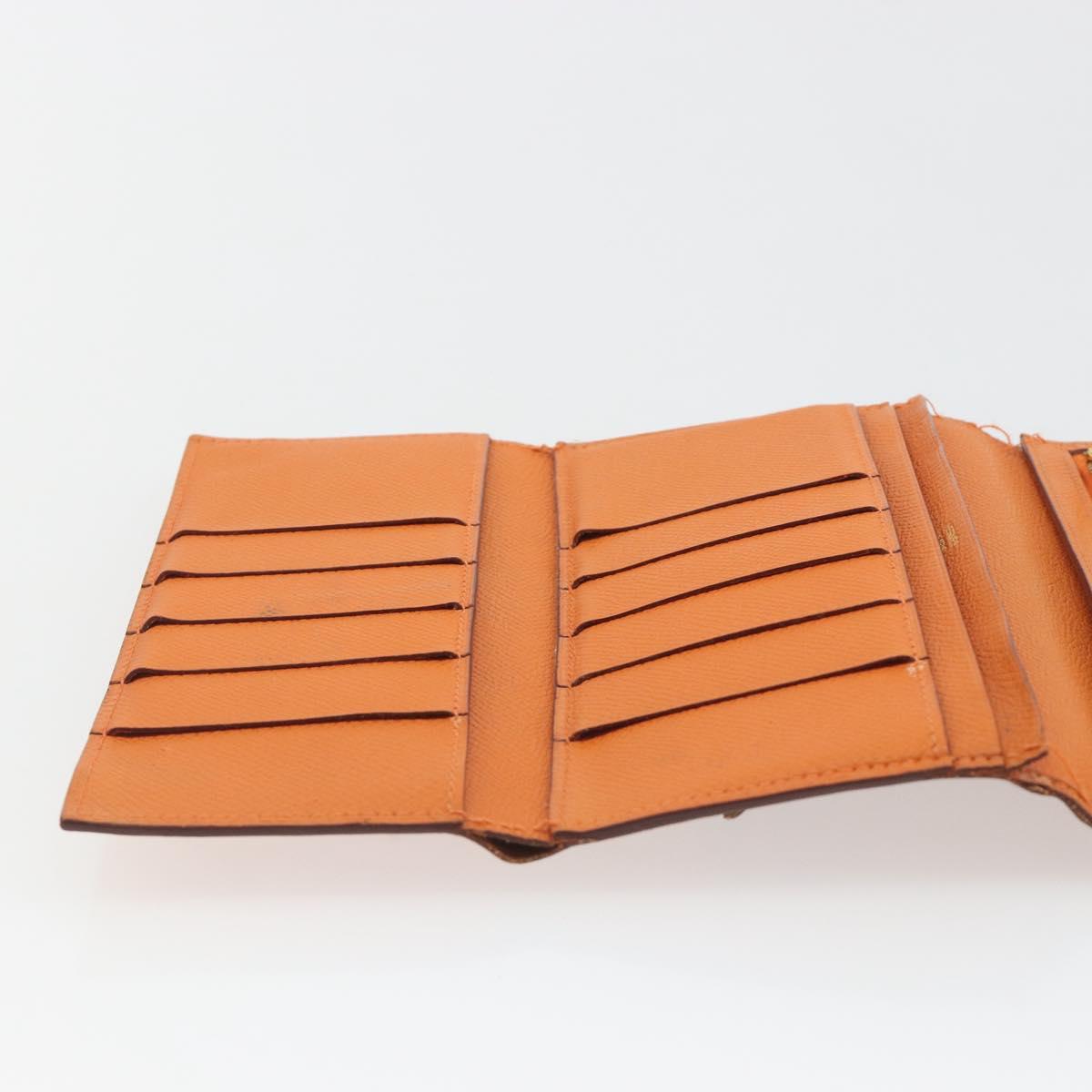 HERMES Bearn Dupri Long Wallet Leather Orange Gold Auth 193167