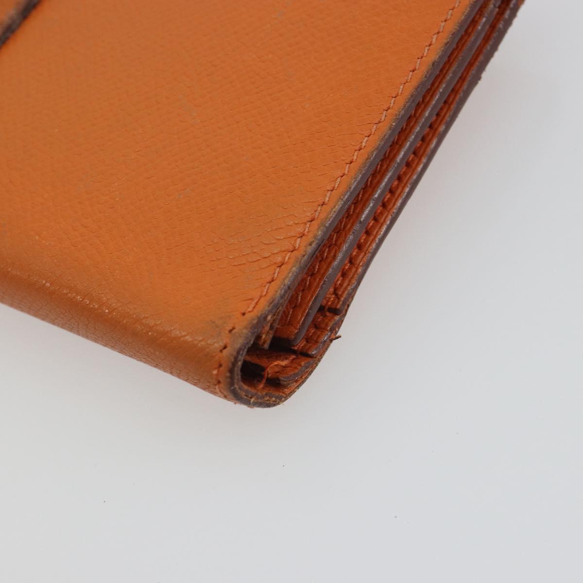 HERMES Bearn Dupri Long Wallet Leather Orange Gold Auth 193167