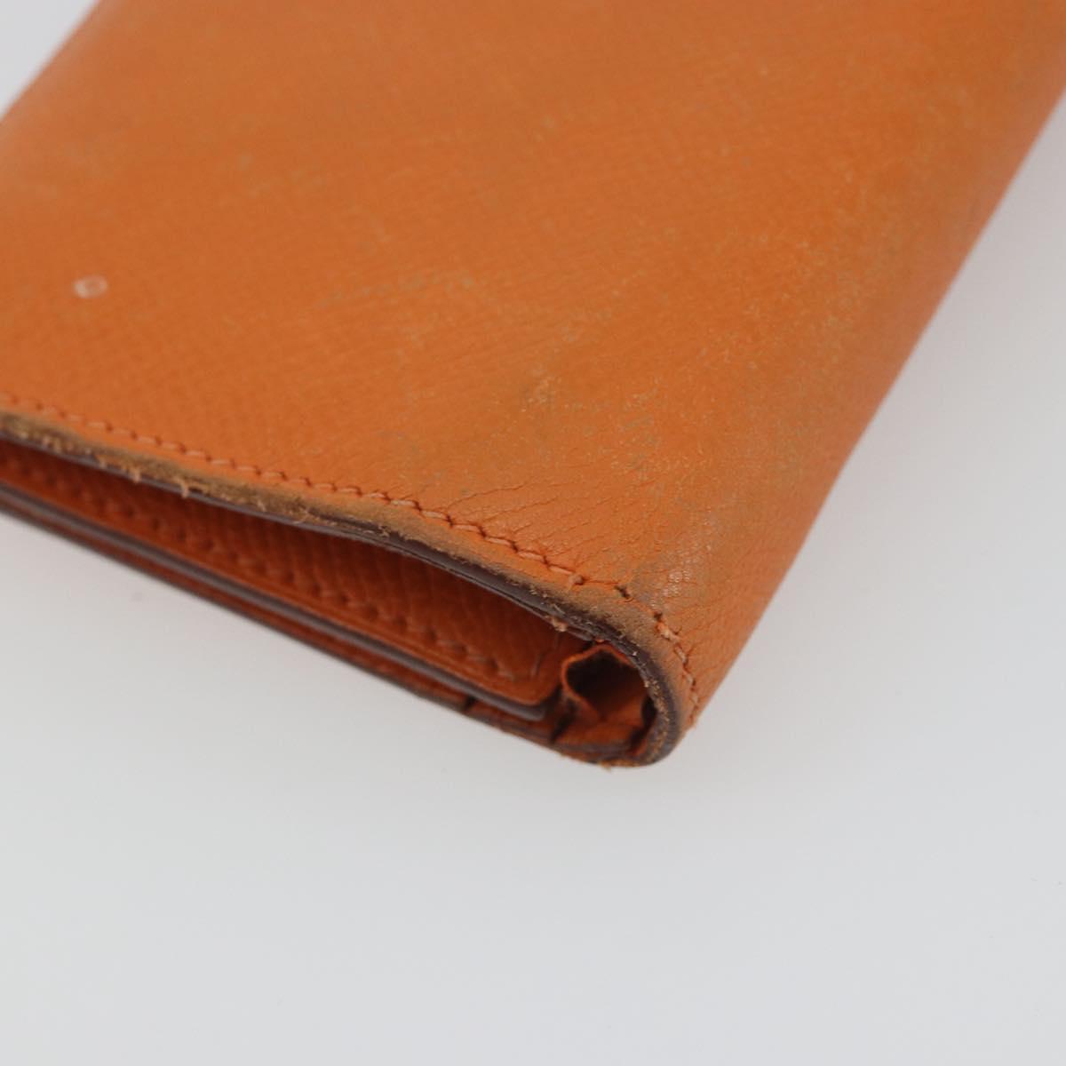 HERMES Bearn Dupri Long Wallet Leather Orange Gold Auth 193167