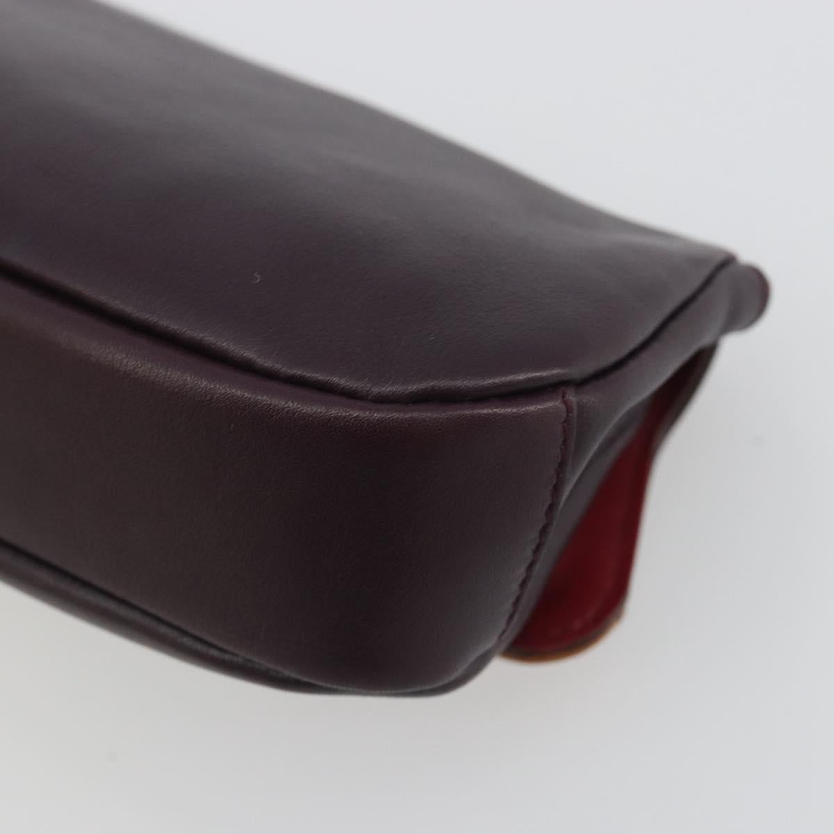 Salvatore Ferragamo Clutch Bag Leather Purple Silver Auth 193169A