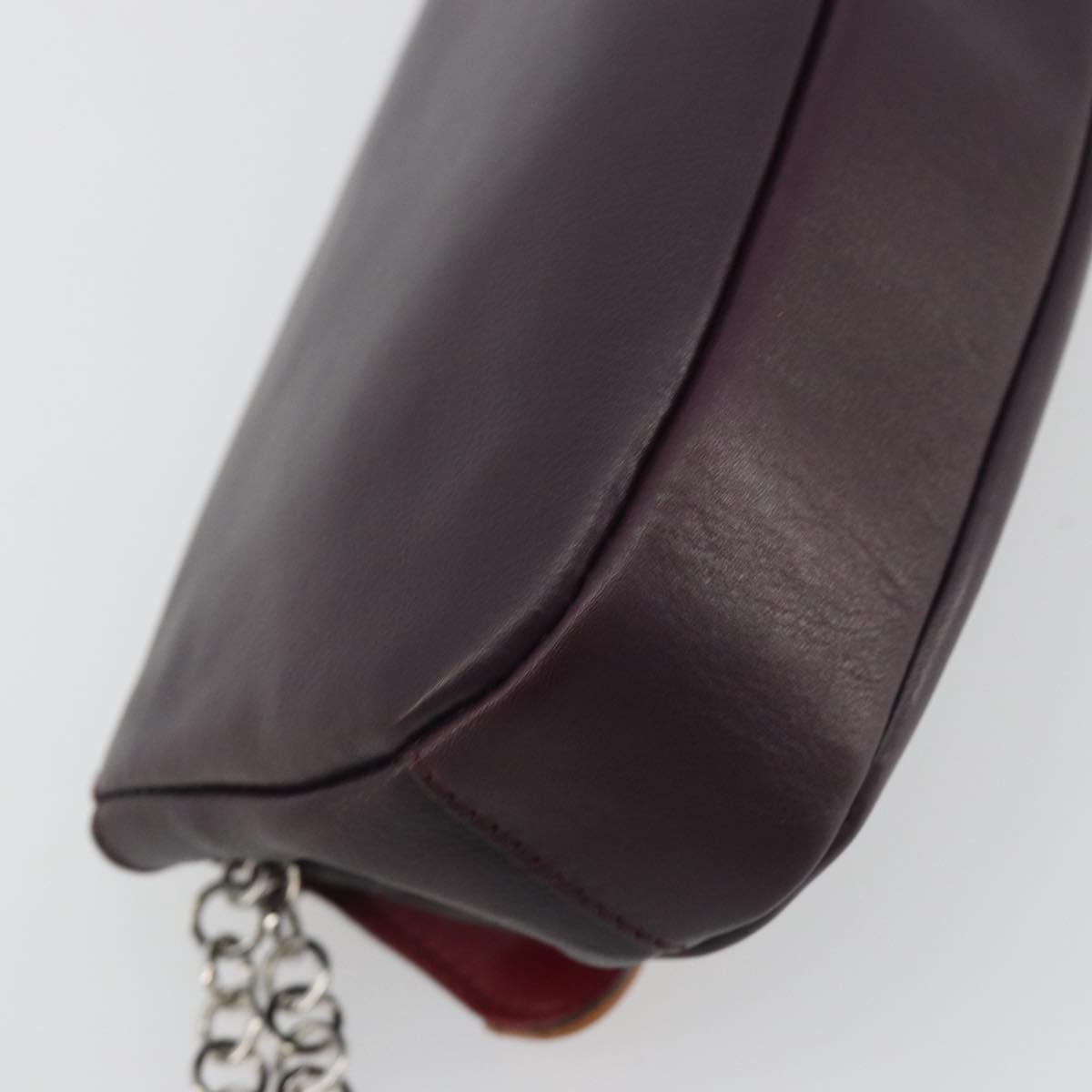 Salvatore Ferragamo Clutch Bag Leather Purple Silver Auth 193169A