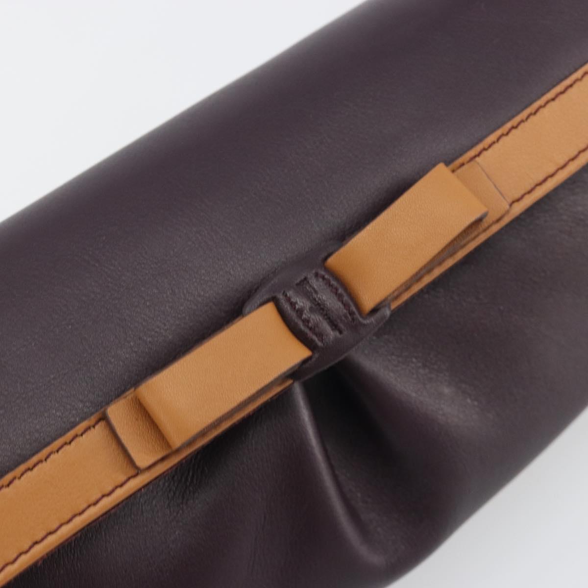 Salvatore Ferragamo Clutch Bag Leather Purple Silver Auth 193169A