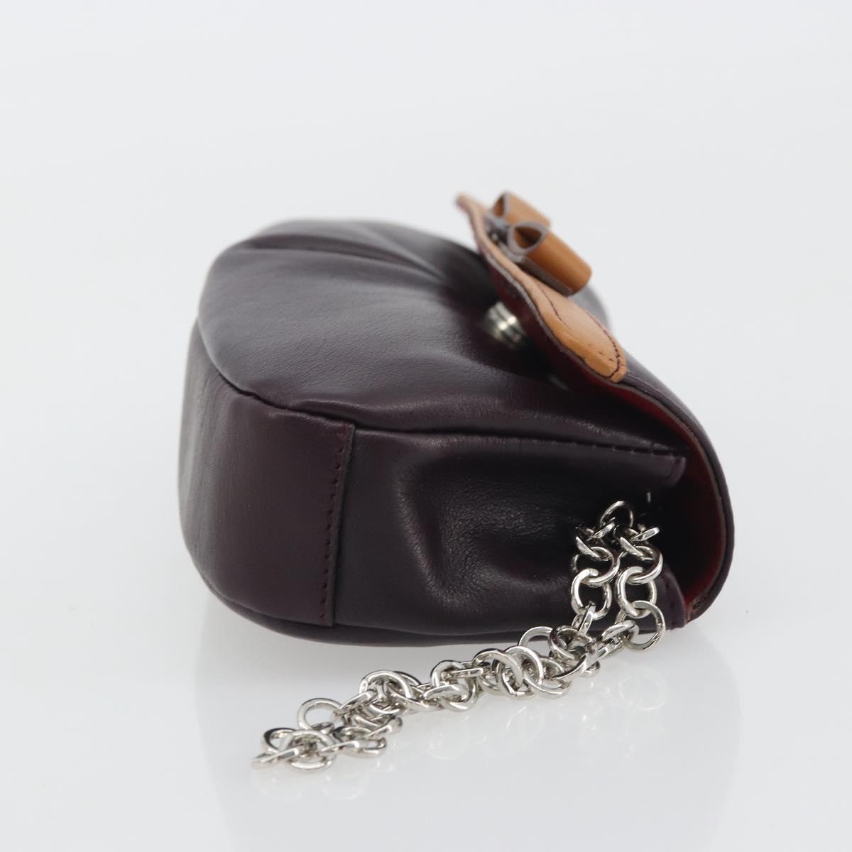 Salvatore Ferragamo Clutch Bag Leather Purple Silver Auth 193169A