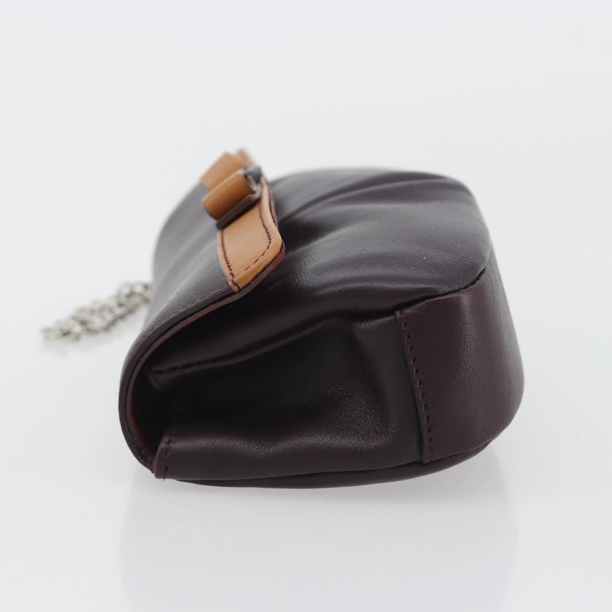 Salvatore Ferragamo Clutch Bag Leather Purple Silver Auth 193169A