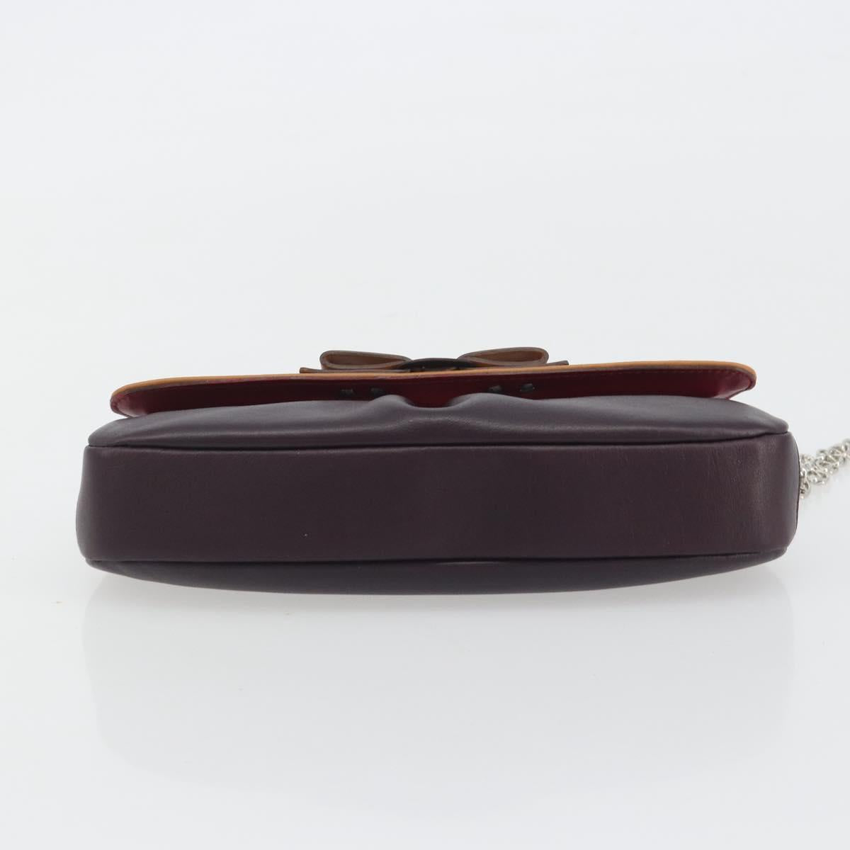 Salvatore Ferragamo Clutch Bag Leather Purple Silver Auth 193169A