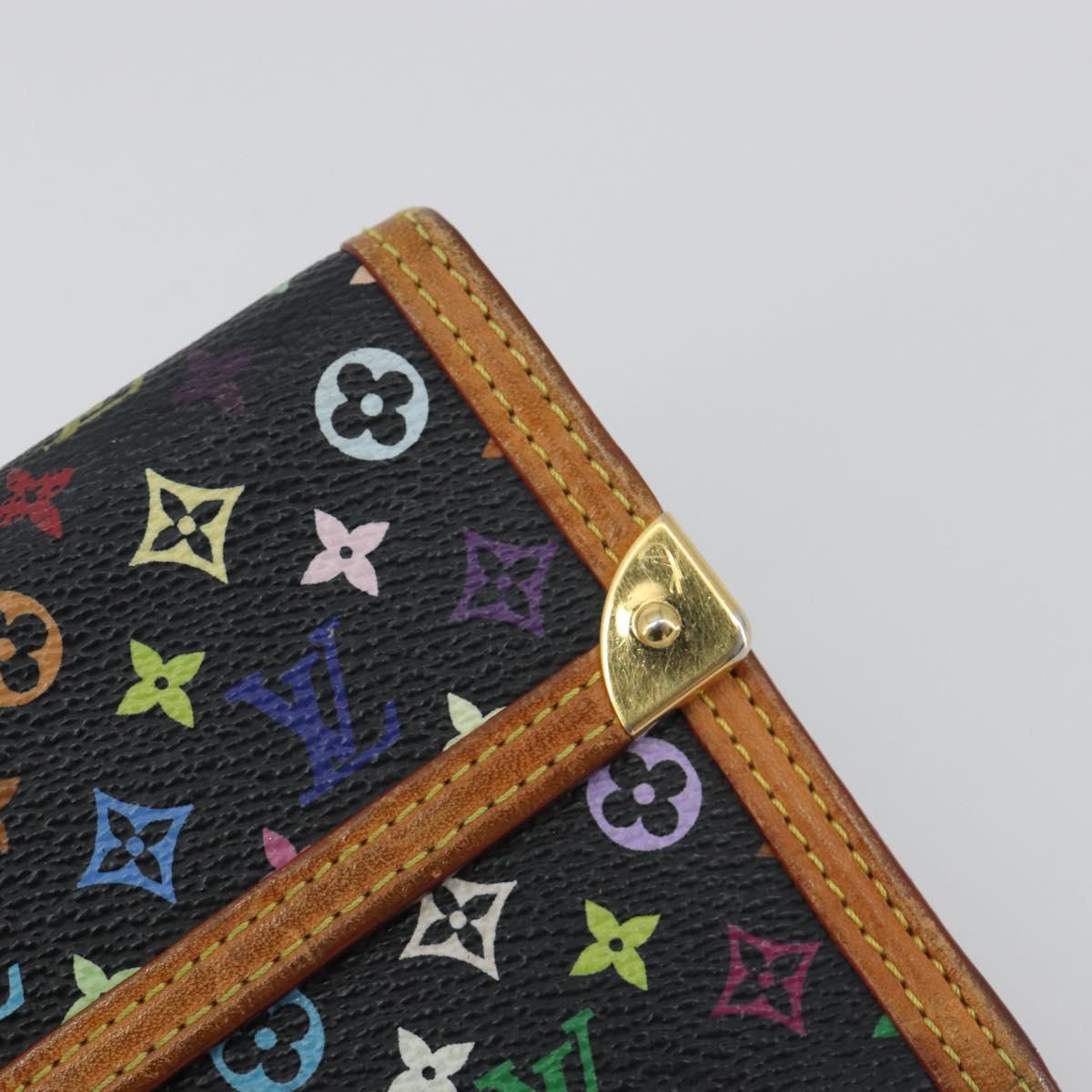 LOUIS VUITTON Monogram Multicolor Porte Tresor Wallet Black M92658 Auth 193171