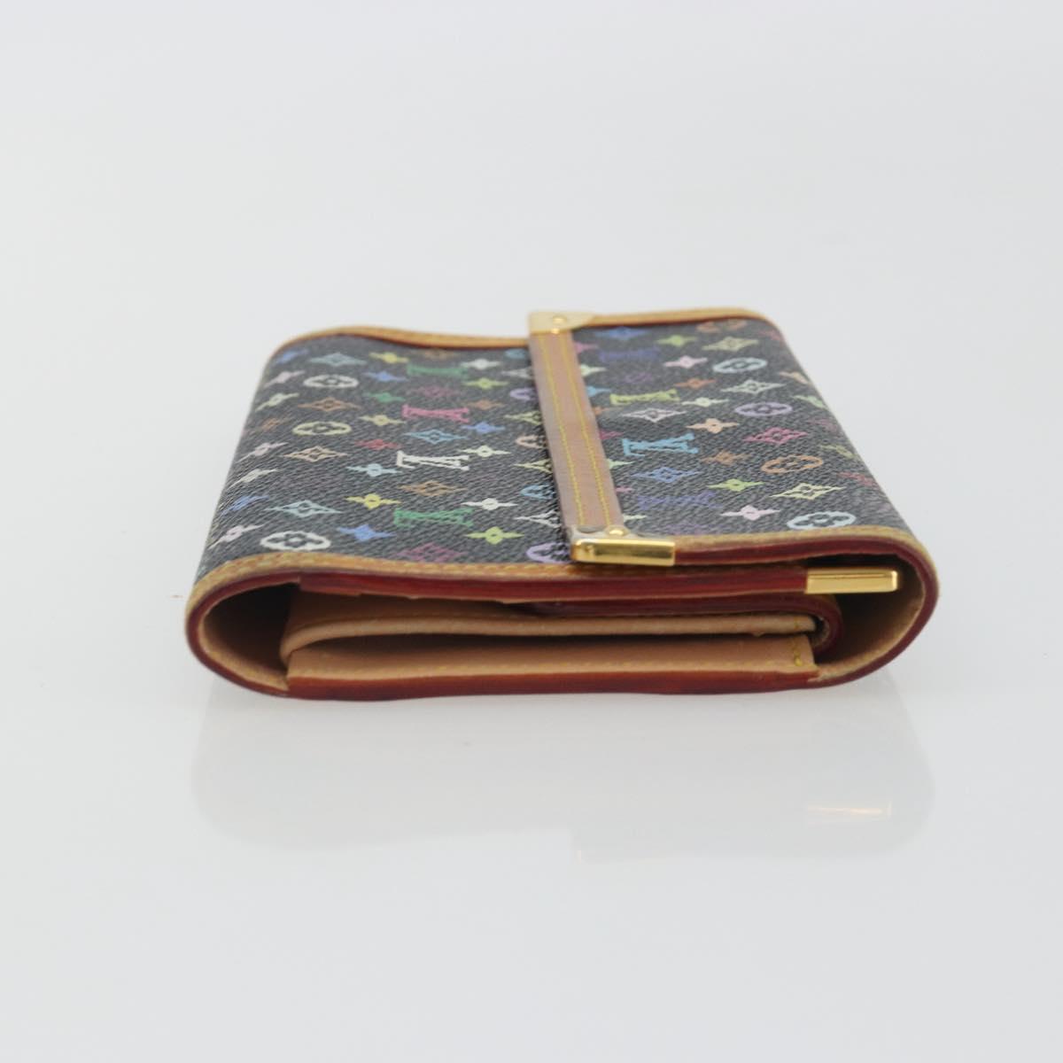 LOUIS VUITTON Monogram Multicolor Porte Tresor Wallet Black M92658 Auth 193171