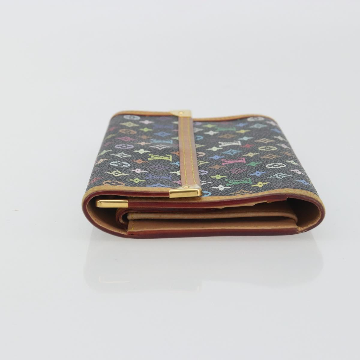 LOUIS VUITTON Monogram Multicolor Porte Tresor Wallet Black M92658 Auth 193171