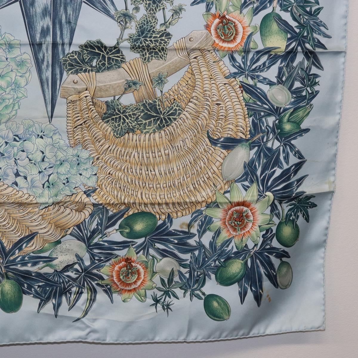 HERMES Carre 90 Scarf Silk Light Blue Auth 193177