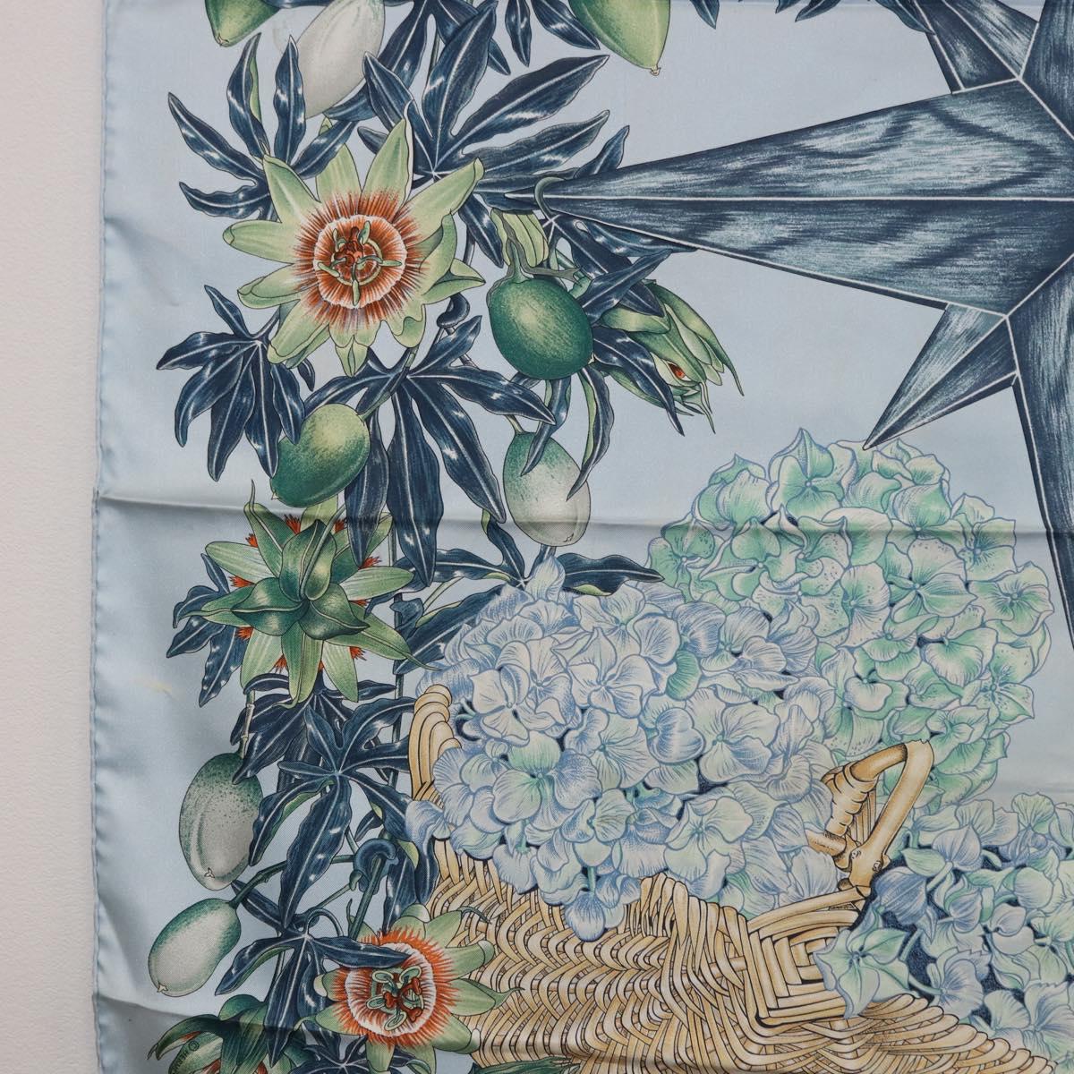 HERMES Carre 90 Scarf Silk Light Blue Auth 193177