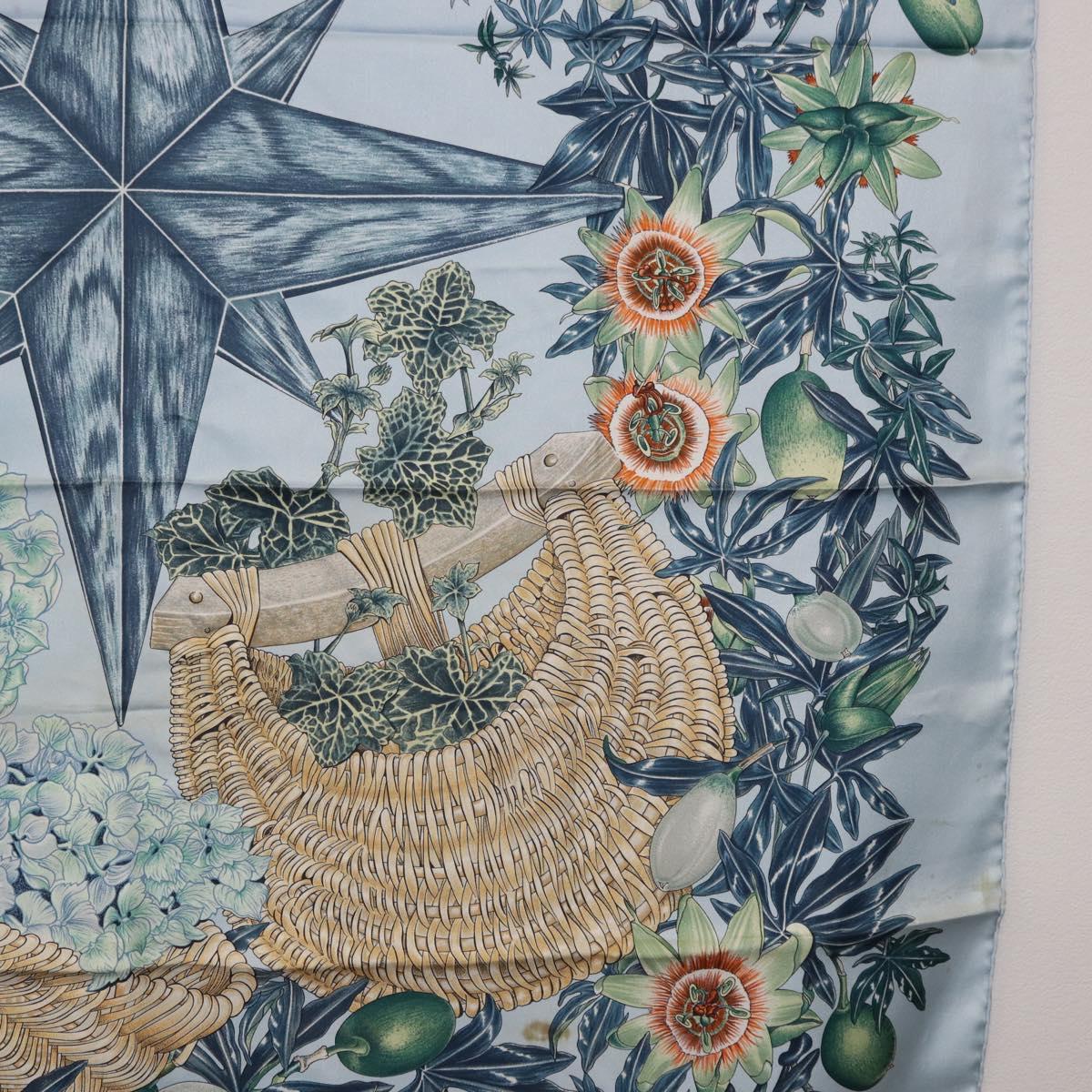 HERMES Carre 90 Scarf Silk Light Blue Auth 193177