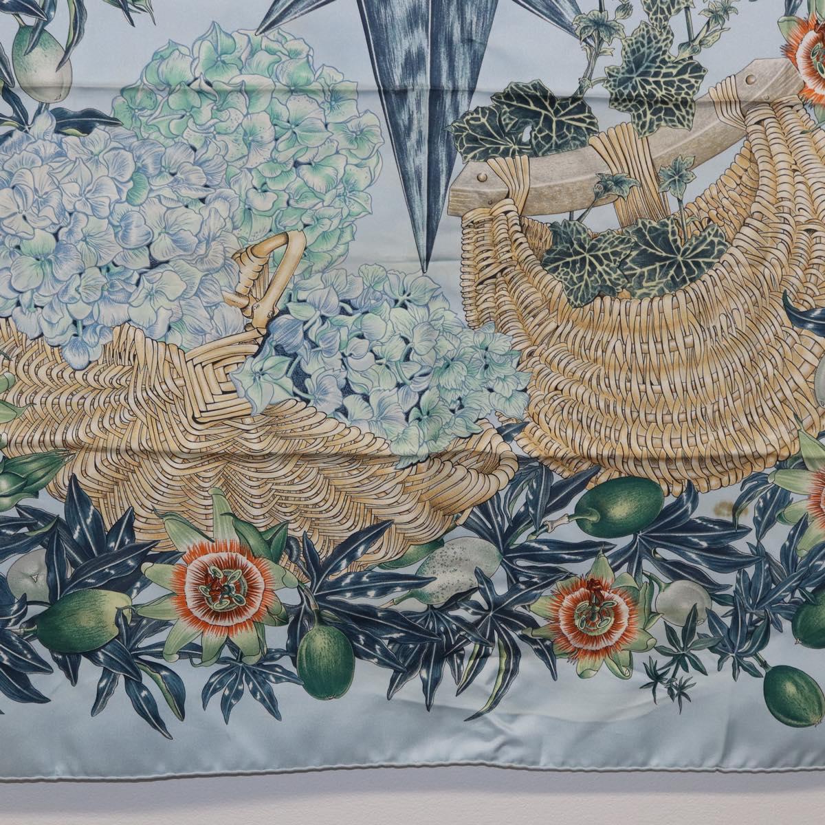 HERMES Carre 90 Scarf Silk Light Blue Auth 193177