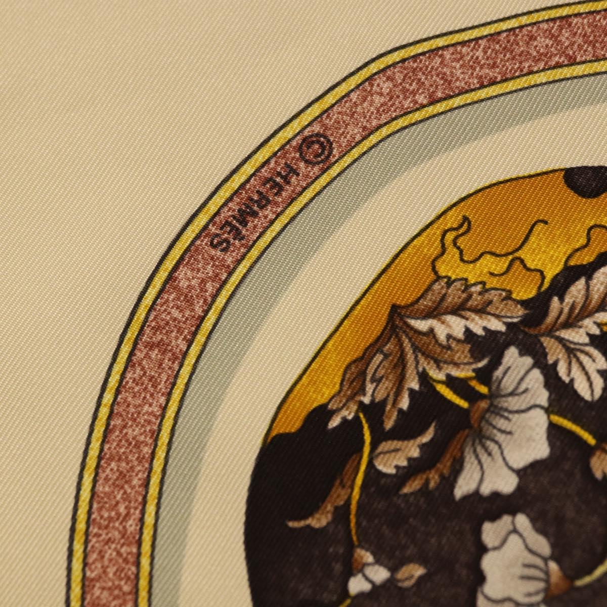 HERMES Carre 90 Scarf Silk Beige Auth 193213