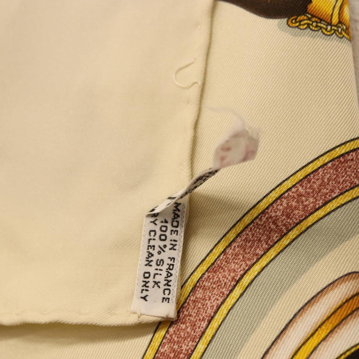 HERMES Carre 90 Scarf Silk Beige Auth 193213