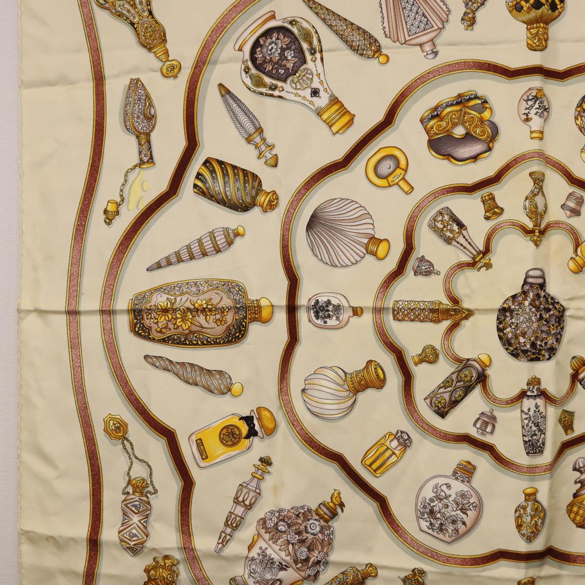 HERMES Carre 90 Scarf Silk Beige Auth 193213