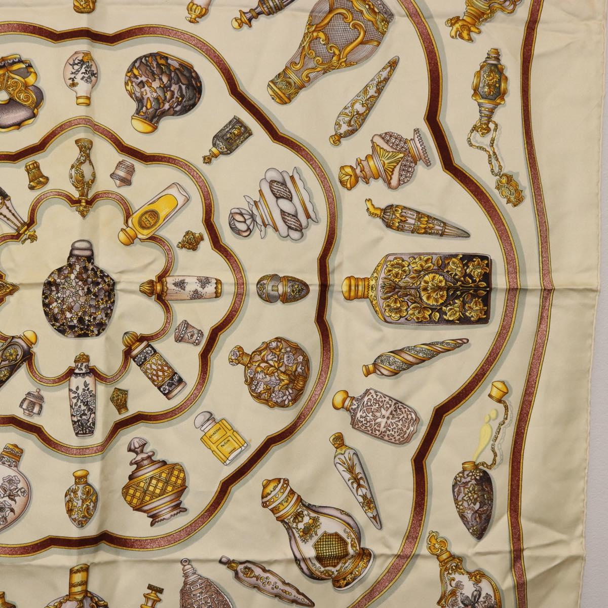 HERMES Carre 90 Scarf Silk Beige Auth 193213