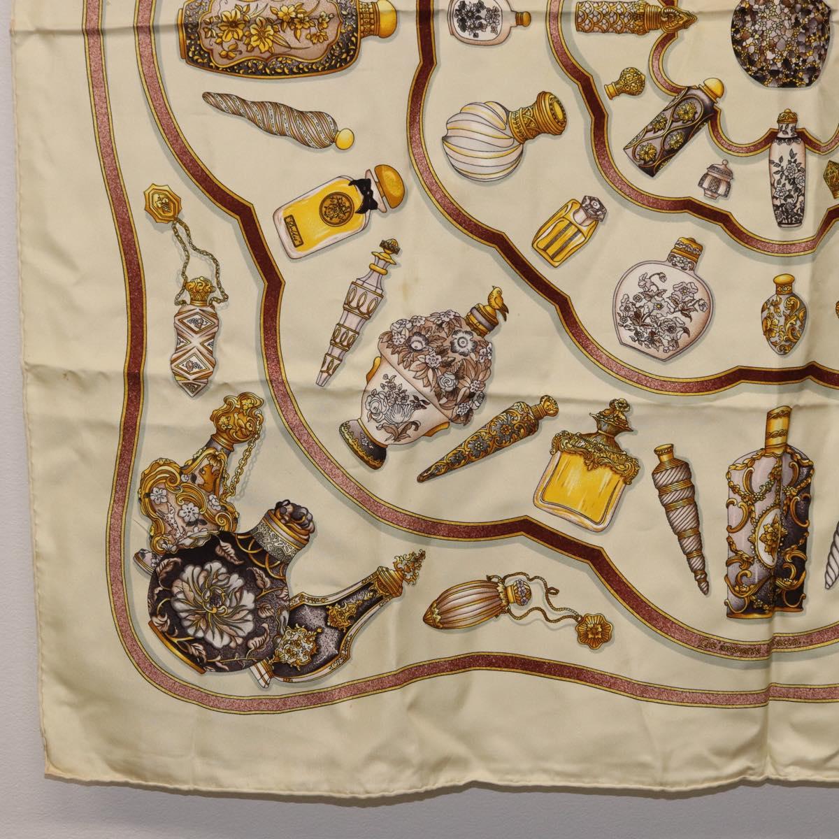 HERMES Carre 90 Scarf Silk Beige Auth 193213