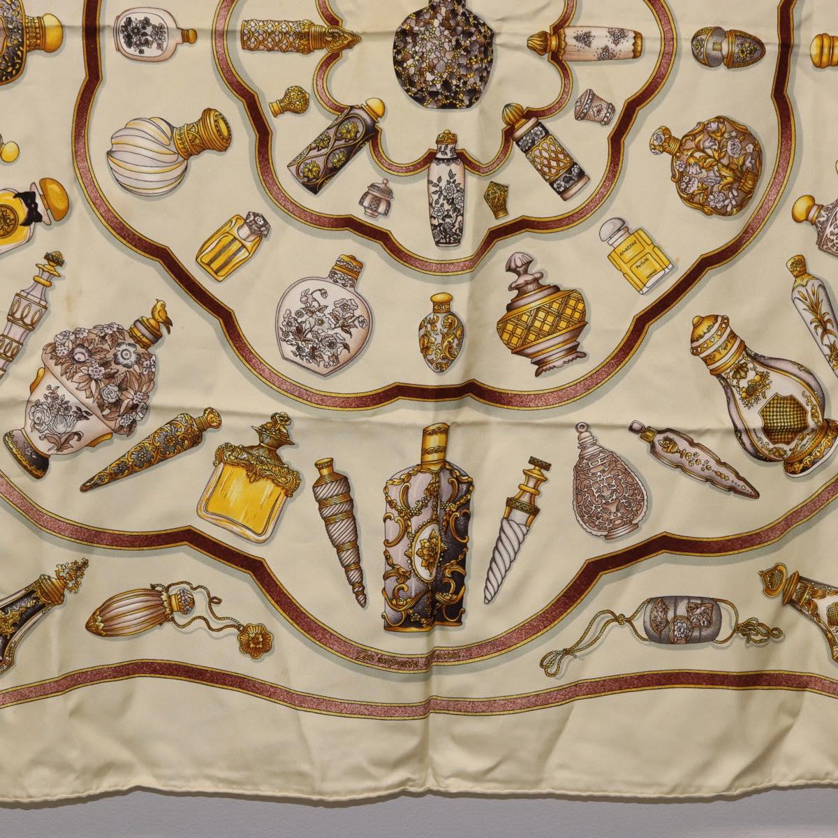 HERMES Carre 90 Scarf Silk Beige Auth 193213