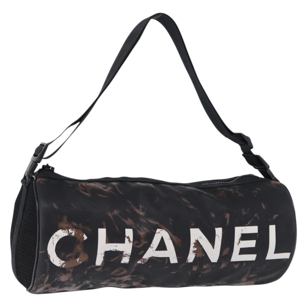 CHANEL Shoulder Bag PVC Canvas Black CC Auth 193242
