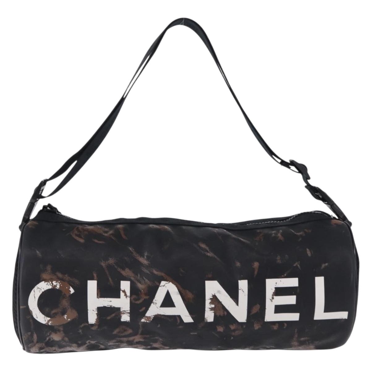 CHANEL Shoulder Bag PVC Canvas Black CC Auth 193242