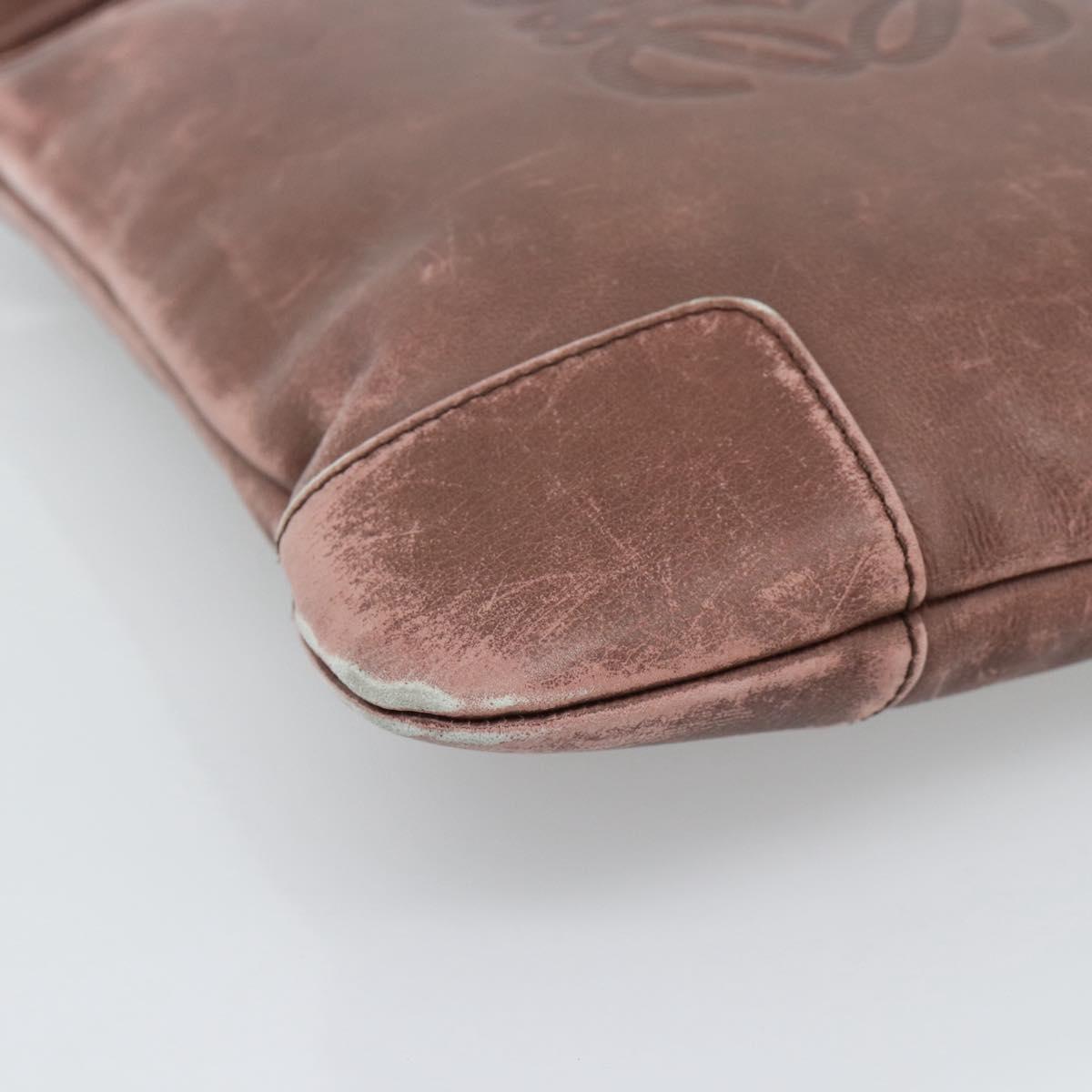 LOEWE Shoulder Bag Leather Bordeaux Silver Auth 193306